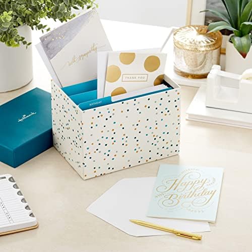 Hallmark Pack of 24 Handmade Assorted Boxed Greeting Cards, Herringbone Pattern—Birthday, Baby Shower, Wedding & All Occasion Greeting Cards Assortment—48 Cards and Envelopes with Organizer Box