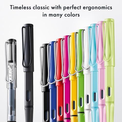 LAMY safari blue - Fountain Pen with ergonomic grip & polished Left-Handed steel nib (LH) in size M - ideal for any Writing & Calligraphy - including LAMY T 10 blue cartridge