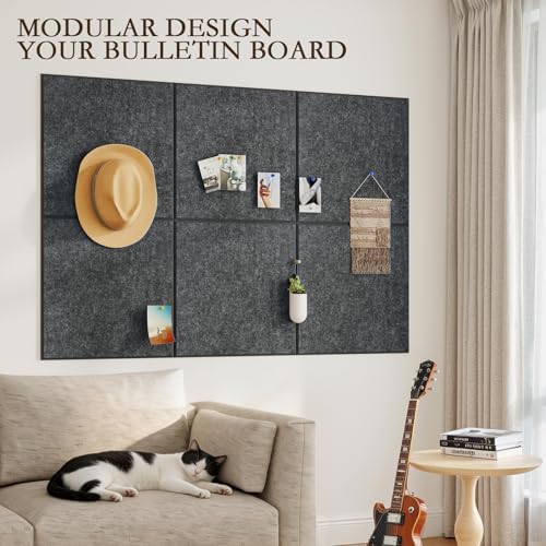 JBER Cork Board Alternative, 6 Pack 36" x 24" Felt Board, Dark Gray