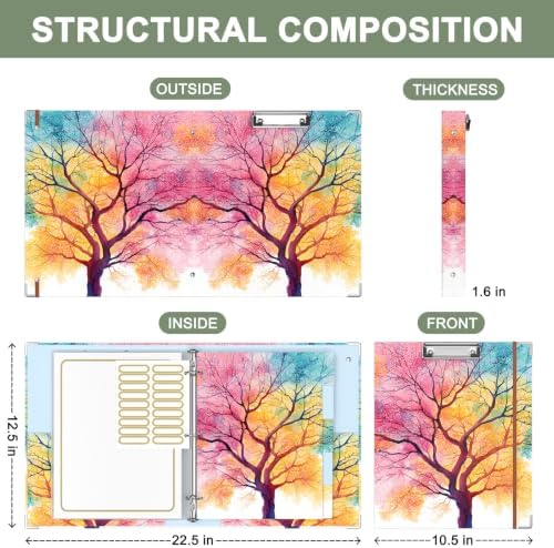 Rouidr 3 Ring Binder with clipboard, 1 inch 8.5 x 11 in Letter Size View Binders Organizer with Dividers Tabs & Clear Sleeves, School Supplies, Office Supplies