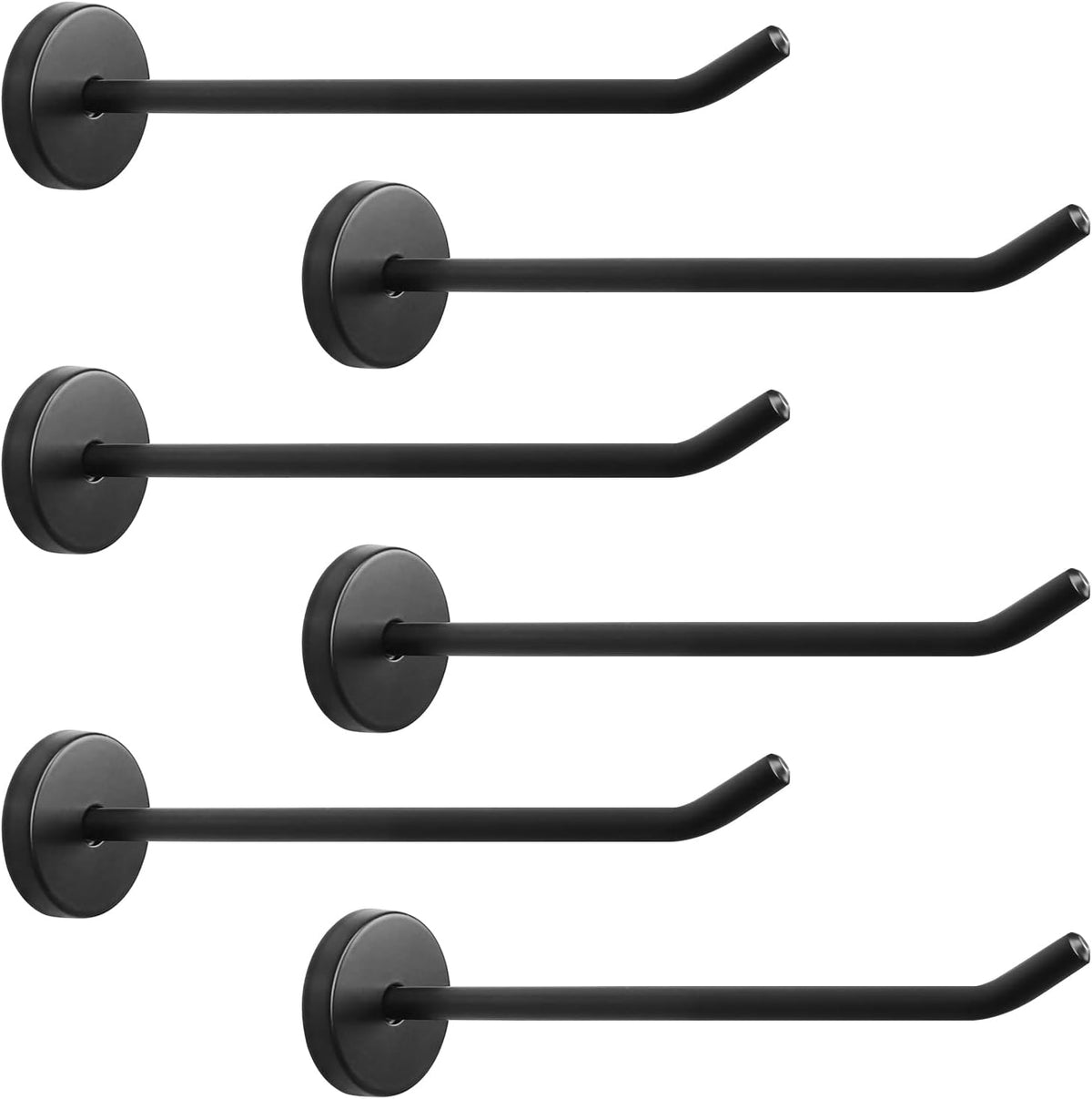 NearMoon Coat Hooks, Wall Hooks for Hanging Hat Hurse Robe, 304 Stainless Steel Heavy Duty Towel Hangers for Bathroom Livingroom Hotel Kitchen Garage, 6 Pack (6 Inch, Matte Black)