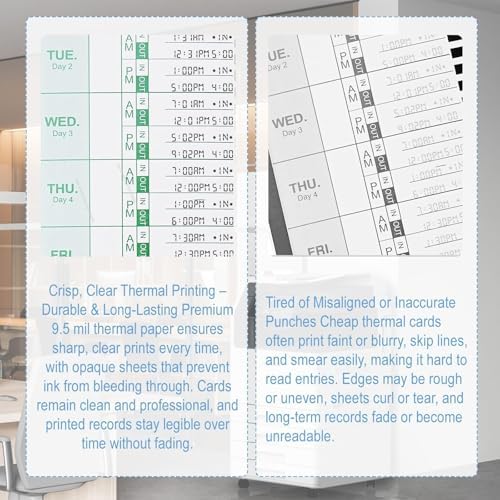 100 E8 Thermal Time Cards, Compatible with Lathem 2100HD & 800P Time Clocks