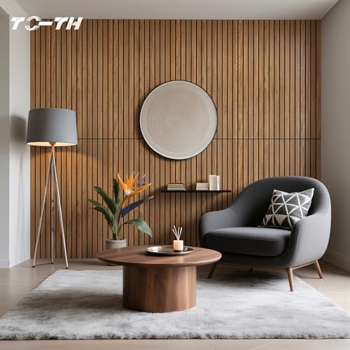 TO-TH Acoustic Panels Decorative Soundproof Wall Panel 10 Pack, Rustic Teak
