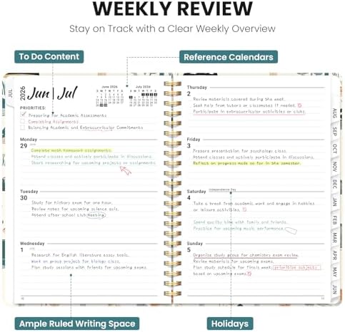 Large Planner 2026-2027, A4 (8.5" x 11") Hardcover Weekly & Monthly Planner July 2026 - June 2027 with Monthly Tabs, Academic Planner for School, Work and Office, Mushrooms Grove