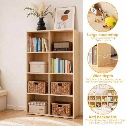 Solid Wood Horizontal Bookshelf,Cubby Storage Organizer,Vertical or Horizontal Bookcase,Hallway TV Stand,for Books, Photo Albums, Plants & Daily Necessities(35.4"-6Cube)