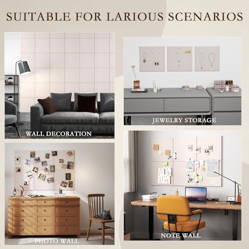 JBER Large Cork Board Alternative 72" x 48" - 24 Pack Self-Adhesive Felt Bulletin Board Tiles, Pin Board Vision Board for Walls, Office & Home Decor(Light Camel)