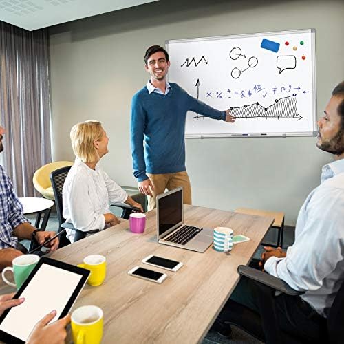 H-Qprobd White Board 36" x 24" Dry Erase Board for Wall Whiteboard 3' x 2' (2 Pack) Magnetic Presentation Board with Long Pen Tray, Wall-Mounted White Boards for Home, Office and School