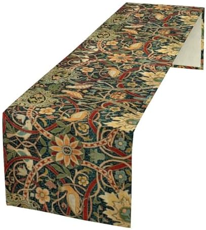 William Morris Table Runner Vintage Flowers Table Runner for Dining Table Decor 13 x 60 Inch Strawberry Thief
