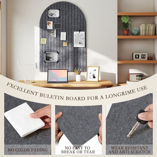 JBER Arched Cork Board Alternative 36" x 24", 6 Pack, Dark Gray