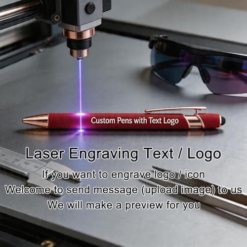 Personalized Pens Ballpoint with Stylus, Champagne 20 Pcs