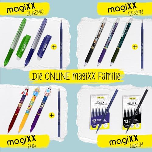 Online magiXX Football Erasable Pen Blue Erasable with 0.7 mm Line Width, Rollerball Pen for Learning to Write, Office, Erasable Pen Set, Erasable Ballpoint Pen for Students