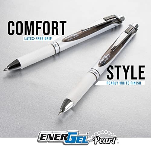 Pentel EnerGel RTX Pearl Liquid Gel Pen, Right Brain Expressions Pack, (0.5mm) Needle Tip, Fine Line, Asstd. Ink, 8-Pk