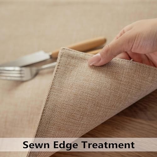 Demetex Placemats Set of 6 Heat Resistant Dining Table Mats Linen Cloth Placemats for Kitchen Indoor Outdoor Place Mats, Light Linen