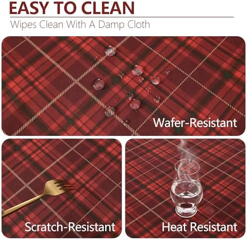 DWCN Christmas Checkered Tablecloth, 54 x 80 Inch, Rectangular, Red