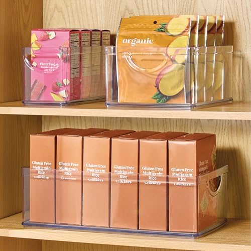iDesign Stackable Clear Plastic Extra Long Storage Bin, 4-Pack
