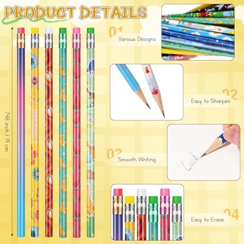 Sabary 200 Pcs Assorted Wood Pencil Bulk 50 Styles Colorful #2 HB Pencils