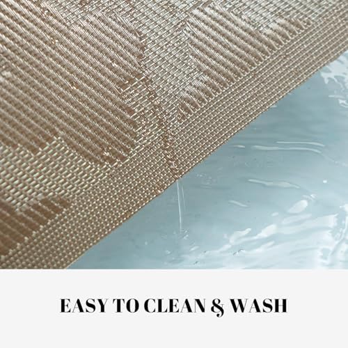 Placemats Set of 12 Vinyl/Plastic Woven Place Mats for Kitchen Table Indoor/Outdoor Washable Placemat Wipeable Dining Table Mats (Dark Brown Clover,12)