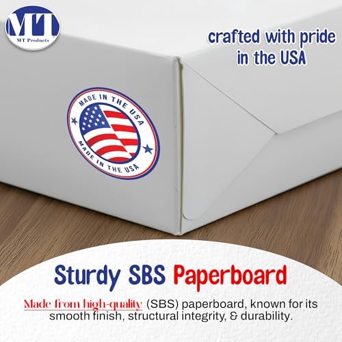 MT Products 12" x 8" x 2.25" White Bakery Boxes with Window (5 Pack) - Auto Pop-Up Paperboard Treat Boxes for Chocolate Covered Strawberries, Cookies, Donuts & Pastries - Made in USA