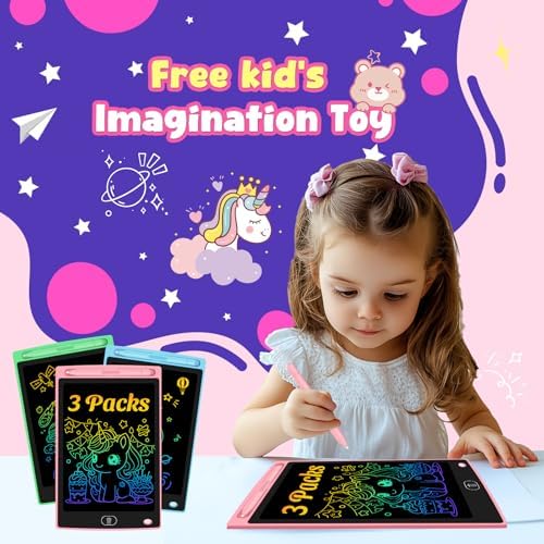 3 Pack LCD Writing Tablet for Kids - Erasable and Reusable Toddler Doodle Board in 8.5 inch, Ideal Drawing Pad for Learning Toy for Ages 3-8, Gift for Girls Boys (3 Pack (Pink,Blue, Green))