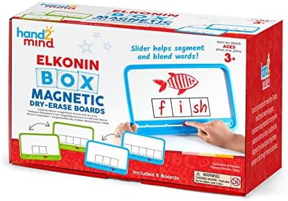 hand2mind Elkonin Boxes Magnetic Dry Erase Boards and Lowercase Alphabet Chips Sets for Literacy Learning