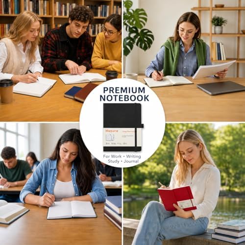 Heture Hardcover Notebooks, 6 Packs A5 Lined Journals Notebook for Writing 160 Pages, 8.2 x 5.5 inch, 6 Colors Classic Ruled Notebooks for College/Work/Travel (Turquoise Blue, 1 Pack)