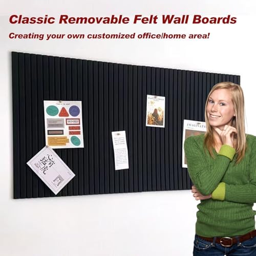Large Felt Wall Tiles Cork Boards for Office Cubicle, 35"x23.6" Felt Bulletin Board Tiles Pin Board for Walls Home Decor, Noise Reduction Boards Panels for Photos Memos, 6-Pack, Black