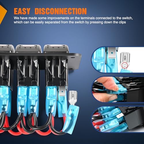 Nilight 2 Gang Rocker Switch Panel w/Purple LED Light 5Pin On Off Pre-Wired