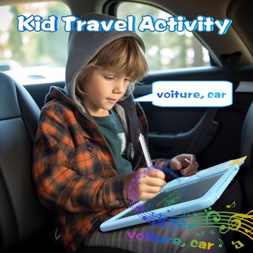 Talking Flash Cards with Writing Tablet - French English, Blue