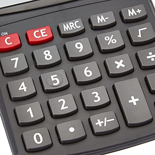 Amazon Basics LCD 8-Digit Desktop Calculator, Portable and Easy to Use, Black, 5-Pack