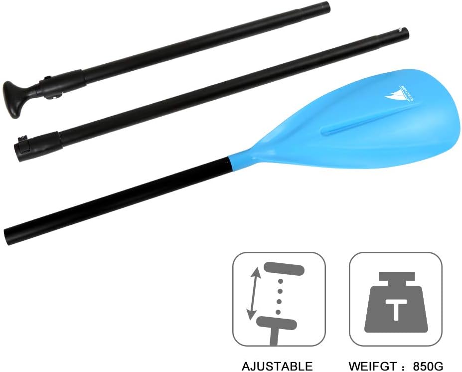 SUP Paddle - 3-Piece Adjustable Aluminium SUP Paddle with Glass Fiber Blade for Surfing, Floating, Water Sports