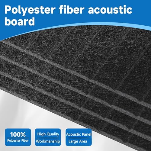 Large Acoustic Panels for Wall Sound Proof Sound Dampening Panels for Wall Decor And Ceilings 47.2 x 23.6 x 0.4 Inch Polyester Fiber Noise Absorb Panels for Bedroom Home Studio Office (Black, 10 Pack)
