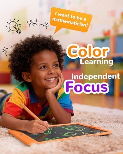KOKODI LCD Writing Tablet, 10 Inch Colorful Doodle Board Drawing Tablet, Erasable Reusable Electronic Drawing Pads, Educational and Learning Toy for 3-6 Years Old Boy and Girls