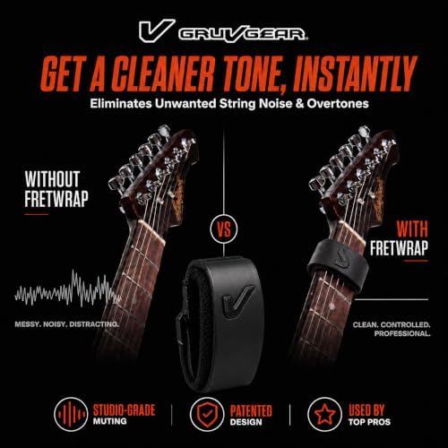 Gruv Gear Fret Wrap & Guitar Mute, Fretwrap for Acoustic, Electric & Bass | String Dampener Recording, Tapping & Practice Accessory (1 Pack, Medium Steel, Fits 5 String Bass, 7 String Guitar)