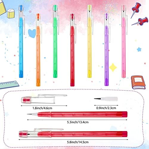 Crtiin 200 Pack HB Colorful Stackable Pencils, Translucent Multipoint Non-sharpening Stackable Pencil with Matching Eraser for Girls Students Teachers Office Supplies Rewards, 7 Colors