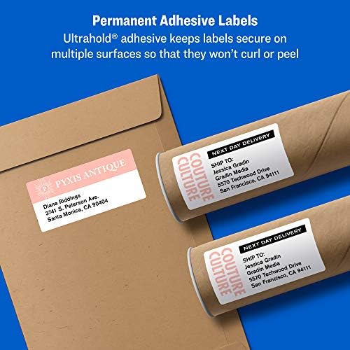 Avery Shipping Labels, Sure Feed Technology, 2" x 4", White, Inkjet Printable, Permanent Adhesive, 500 Blank Mailing Labels per Pack, 2500 (5 Packs of 8363)