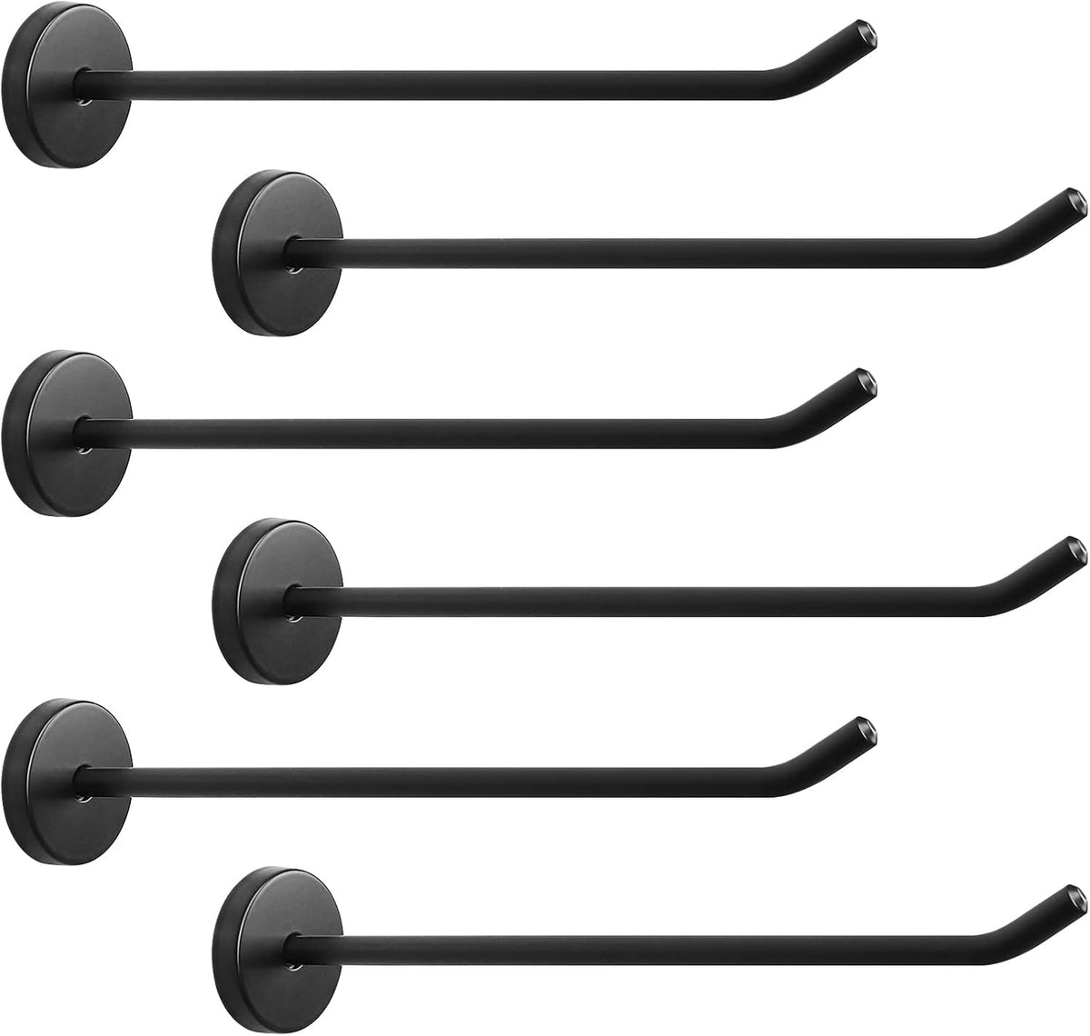 NearMoon Coat Hooks, Wall Hooks for Hanging Hat Hurse Robe, 304 Stainless Steel Heavy Duty Towel Hangers for Bathroom Livingroom Hotel Kitchen Garage, 6 Pack (8 Inch, Matte Black)