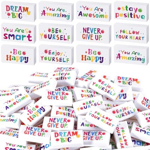 100 Pcs Back to School Inspirational Pencil Erasers for Kids Bulk