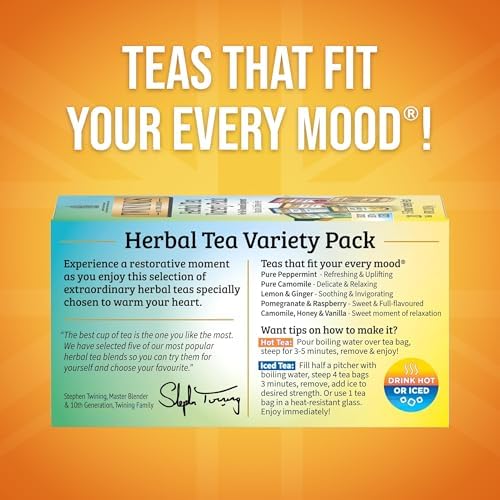 Twinings Herbal Tea Variety Pack, Assorted Tea Bags, 20 CT Box (1 Pack)