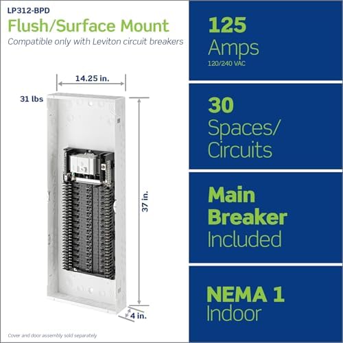 Leviton 30 Space, 30 Circuit Indoor Load Center with 125 Amp Main Circuit Breaker, LP312-BPD