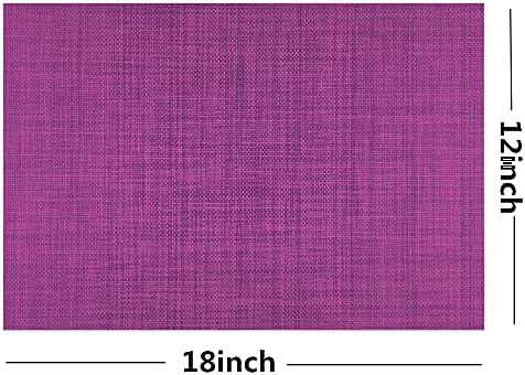 WAZAIGUR Placemats Crisscross Woven Vinyl Place Mats Set of 6 Purple