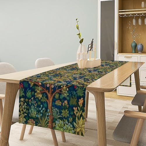 William Morris Floral Table Runner Vintage Flowers Table Runner for Dining Table Decor 13 x 36 Inch Strawberry Thief