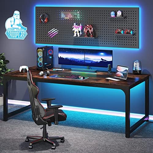 Tribesigns Modern Computer Desk, 78.7 x 39.4 inch X Large Executive Office Desk Computer Table Study Writing Desk Workstation for Home Office,Rustic/Black