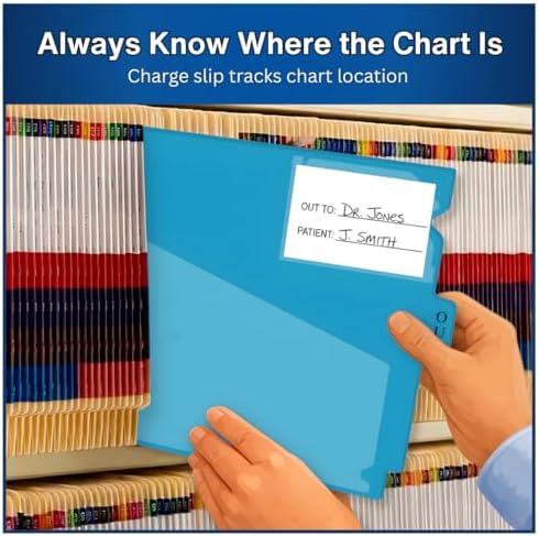 Doctor Stuff - Center Tab Vinyl Out Guides, Diagonal Cut Front Pocket, Top Charge Out Slip Pocket, Plastic File Folder, Letter Size 9" x 13-1/4", Light Blue, 100/Box