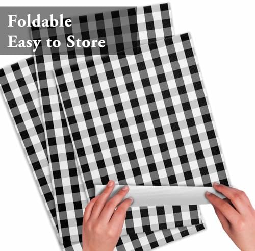 Rustic Black White Buffalo Check Plaid Pattern Placemats Set of 4, Farmhouse Heat Resistant Washable Table Place Mats Cotton Table Linens Party Holiday Decor for Kitchen Dining Outdoor Indoor