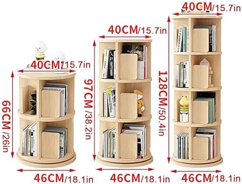 GAMAK Rotating Bookshelf Kids Bookshelf with Storage Small Bookshelf 360 Display 2-4 Tier Floor Standing Bookcase Used in Bedrooms Study Room (Size : Straight Edge, Color : Three)