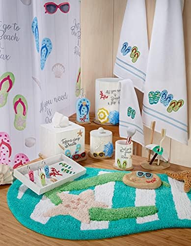 Avanti Linens - Covered Jar, Multipurpose Countertop Organizer, Beach Inspired Bathroom Decor (Beach Mode Collection)