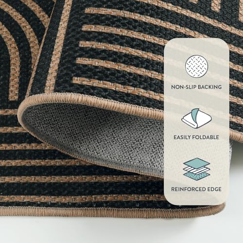 Lahome Modern Black Rug for Bedroom Living Room, 3x5 Outdoor Entryway Rug