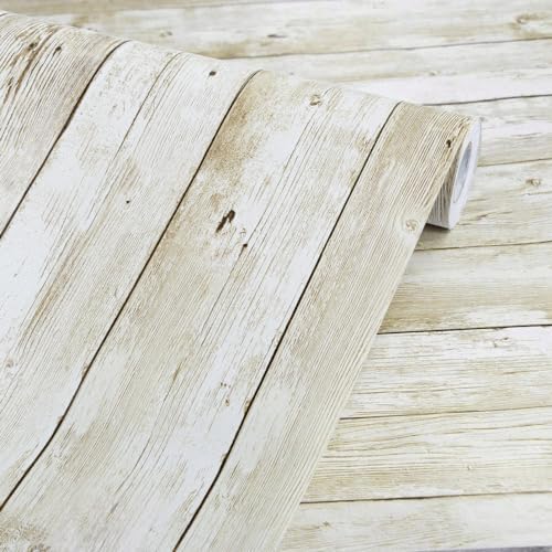 Abyssaly Wood Wallpaper, Self-Adhesive Removable Wallpaper Decorative Covering, 22.4in X 196in, Vintage Wood Panel Design, Peel and Stick