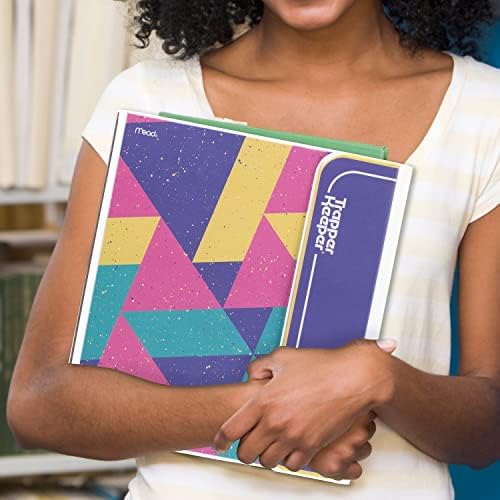 Mead Trapper Keeper Binder, Retro Design, 1 Inch Binder with Folders and Pockets, Holds 8-1/2" x 11" Paper, Colorblock (260038FN-ECM)