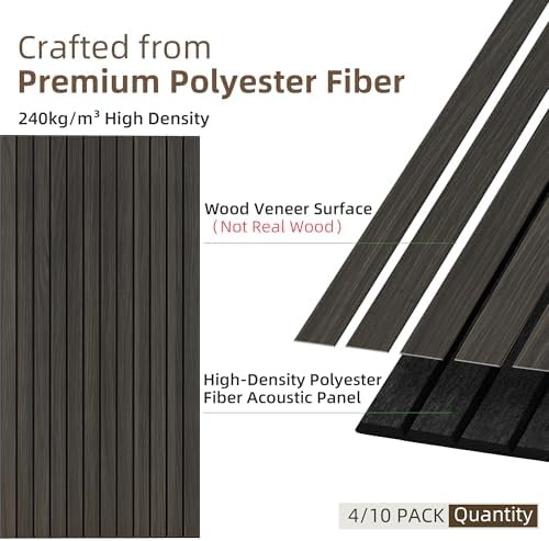 TO-TH Acoustic Panels Wood Look Noise Dampening Panel 4 Pack, Rustic Walnut